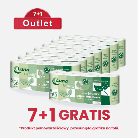 Papier toaletowy a'8x8 Luna Friendly celuloza recyklingowana 2w
