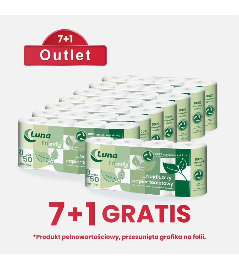 Papier toaletowy a'8x8 Luna Friendly celuloza recyklingowana 2w