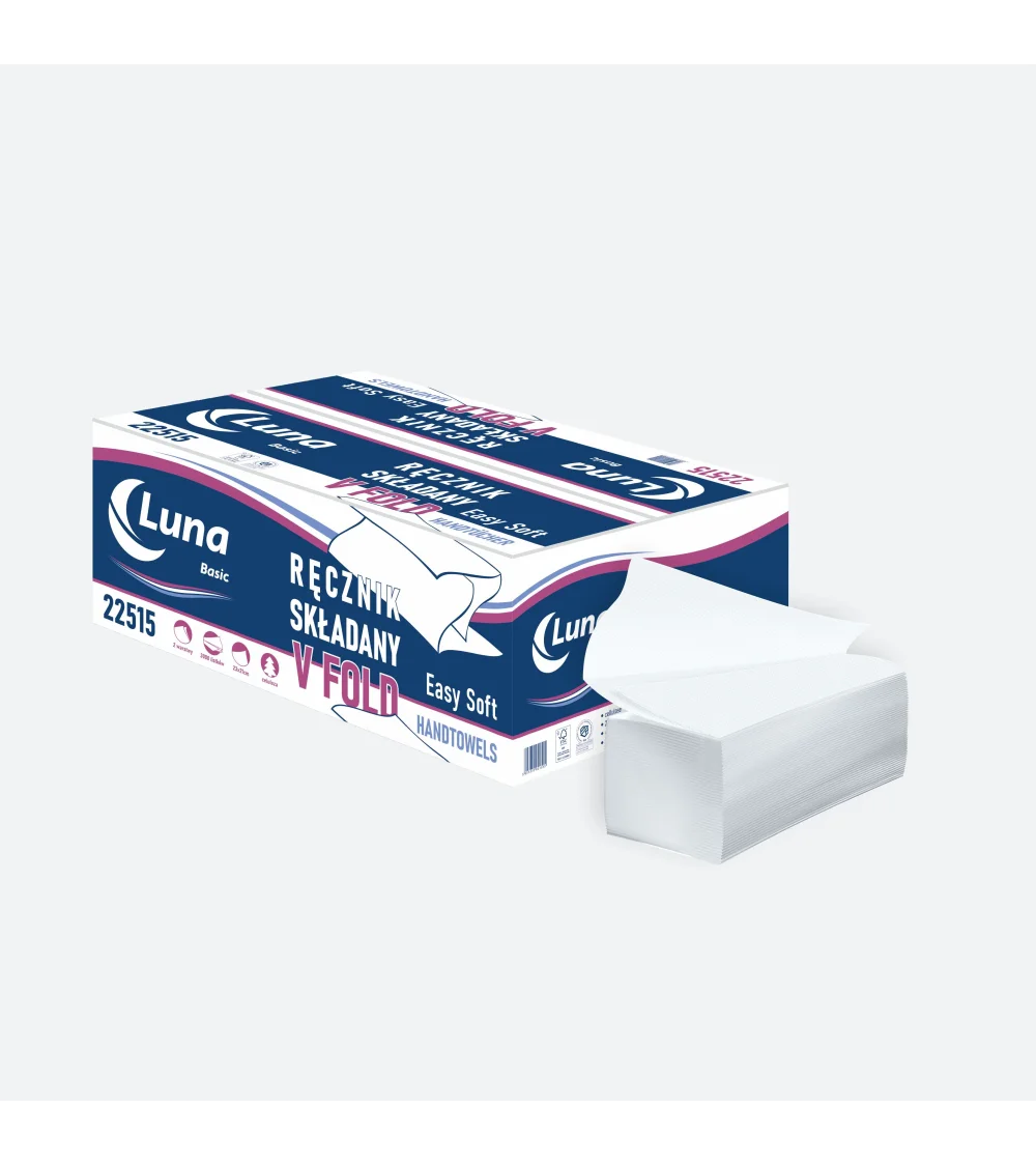 Ręcznik V FOLD a'3000 Luna Easy Soft 23x21 celuloza 2w Ręcznik V FOLD a'3000 Luna Easy Soft 23x21 celuloza 2w