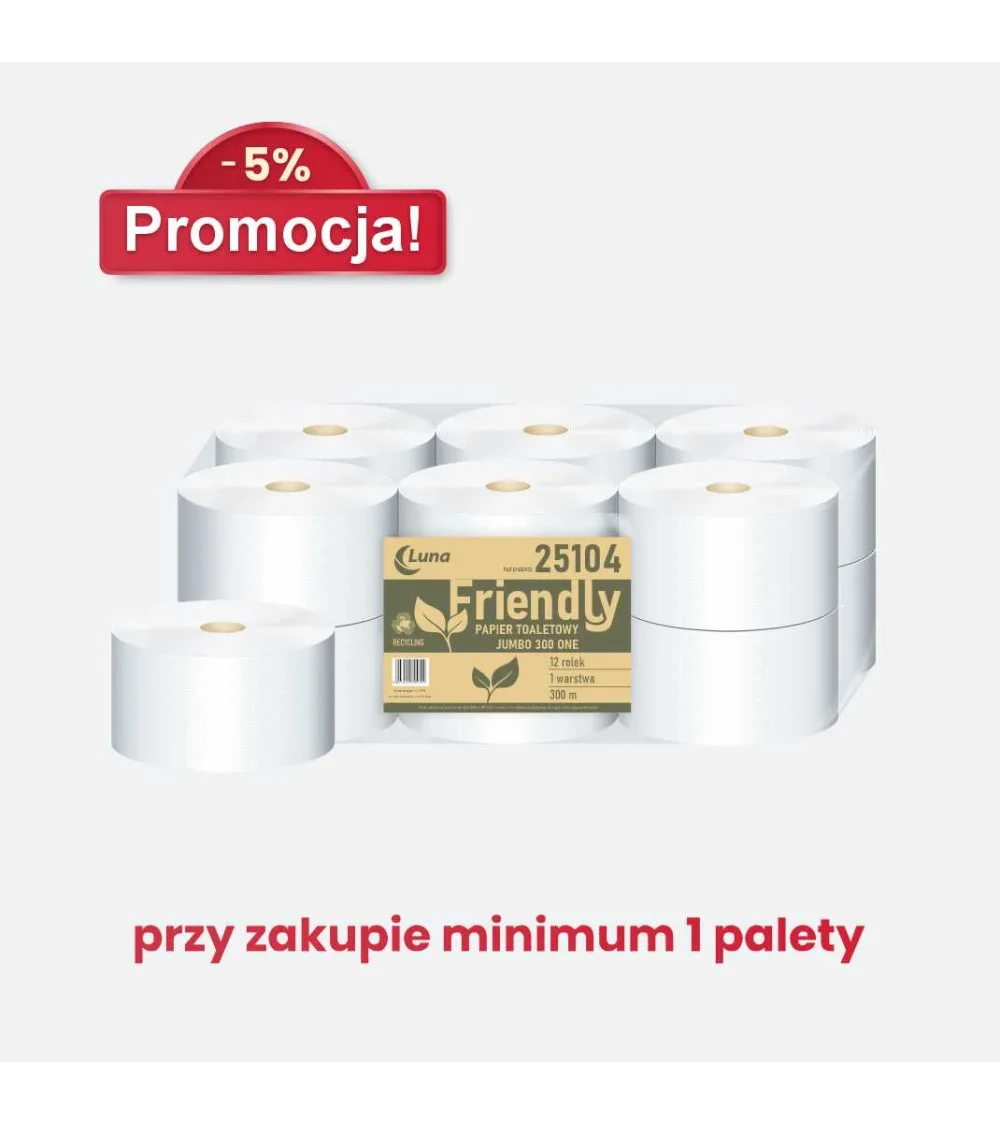 Papier toaletowy jumbo a’12 Friendly 300 One  makulatura 1 warstwa