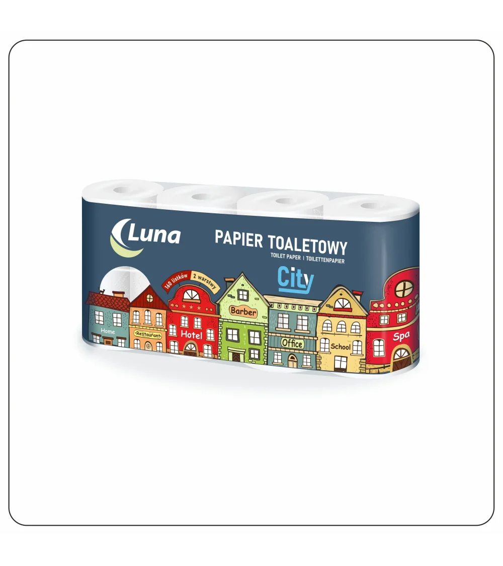 Papier toaletowy A'8x8 Luna City celuloza 2 warstwy