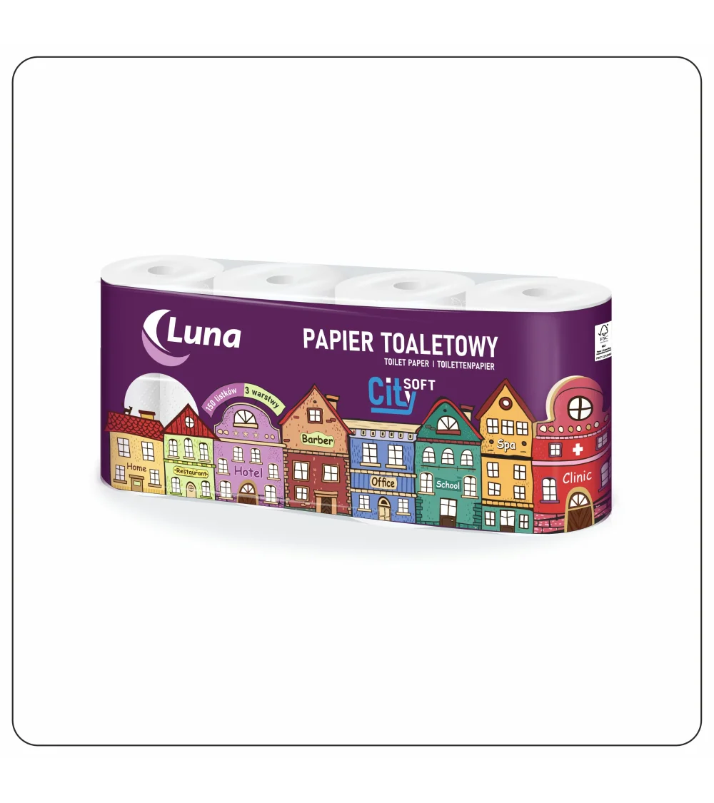Papier toaletowy A'8x8 Luna City Soft celuloza 3 warstwy
