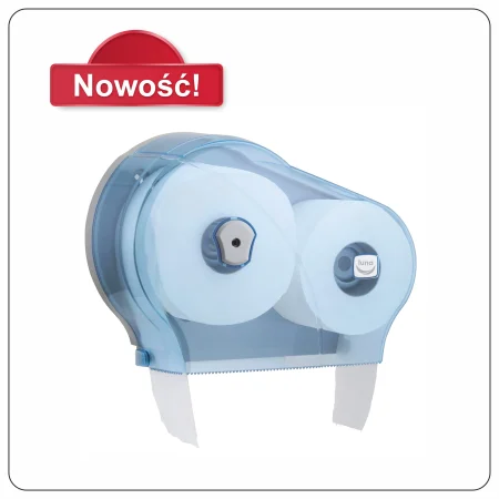 Dozownik podwójny papieru toaletowego Jumbo transparentny biały (dmj