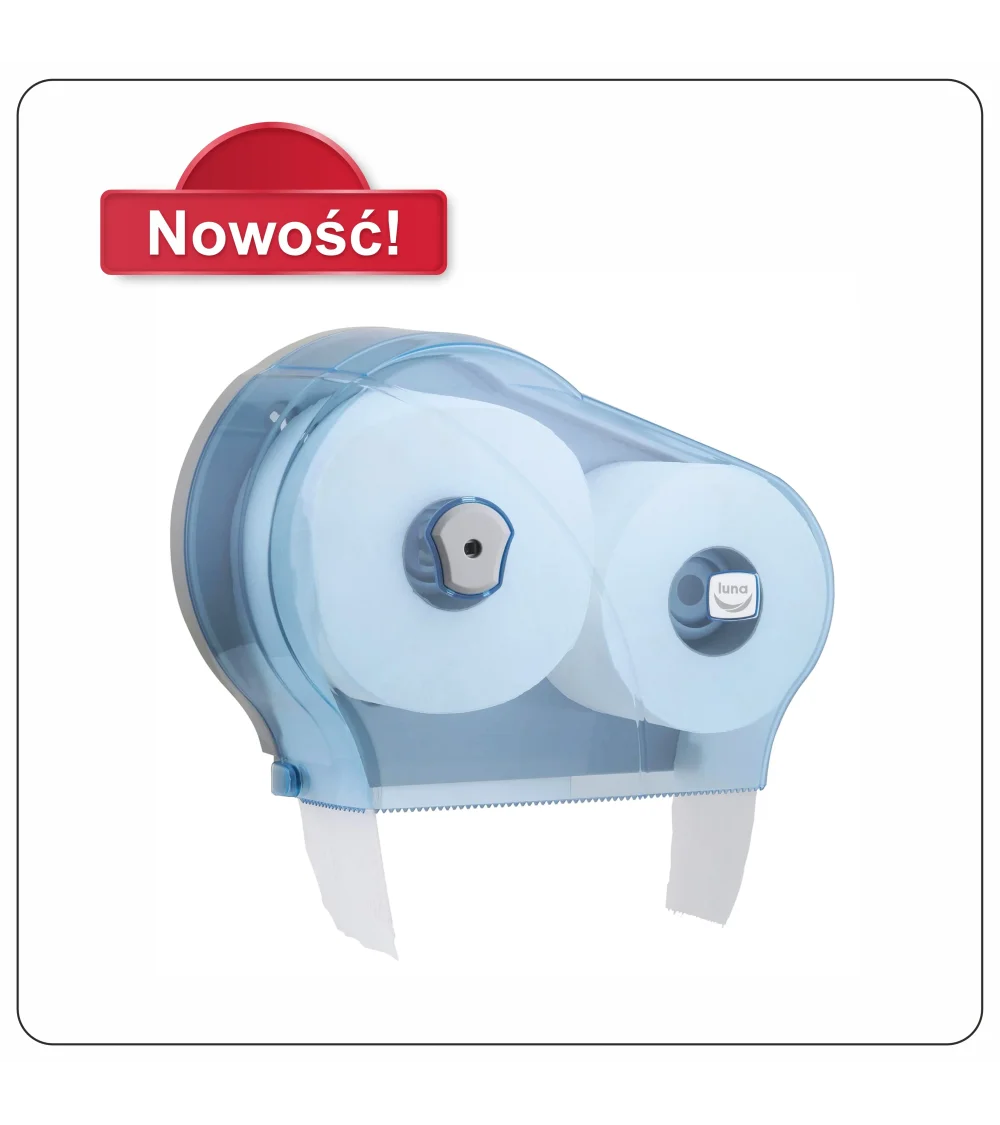Dozownik podwójny papieru toaletowego Jumbo transparentny biały (dmj